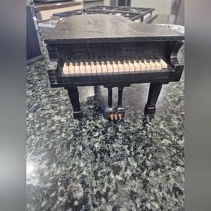 Elegant, Wooden, Black Miniature Grand Piano Decor With Music Box